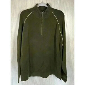 Horny Toad Men’s Large 1/4 Zip Pullover Green Heavyweight Outdoor Hiking Sweater